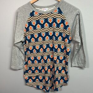 LuLaRoe Colorful Geometric Raglan Top
